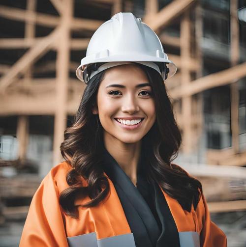 An AI-generated image of a female college graduate in graduation gown and cap staring through doors at a construction site